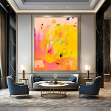 Load image into Gallery viewer, Bright Yellow &amp; Pink Abstract Fusion, Suited for Cheerful Bedroom &amp; Art - Loving Kitchen LargeART2005
