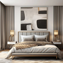 Load image into Gallery viewer, Black &amp; White Geometric Block Abstract Painting, Ideal for Modern Minimalist Office &amp; Monochrome Living Room LargeART1374
