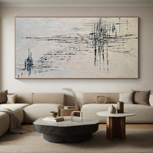 Load image into Gallery viewer, Oversized Black - Blue Linear Abstract Art for Modern Hallway &amp; Art Gallery LargeART0469
