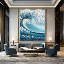 Load image into Gallery viewer, “Crashing Wave Impasto” – Thick, textured blue and white crashing wave. DTP322
