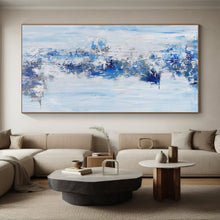 Load image into Gallery viewer, Hand - painted Oversized Blue - Gray Abstract Streaks Acrylic Art for Calm Waiting Rooms LargeART0072
