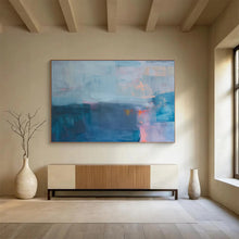 Load image into Gallery viewer, Hand - painted Blue - Toned Abstract Mist Acrylic Art for Calming Bedroom Corners LargeART1685
