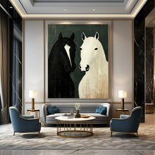 Load image into Gallery viewer, “Two Horses in Simplified Form” Abstract Painting on Canvas, Rustic Living Decor DKH1003
