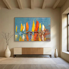 Load image into Gallery viewer, Colorful Sailboats Abstract Painting for Coastal Home &amp; Nautical Café DKH254
