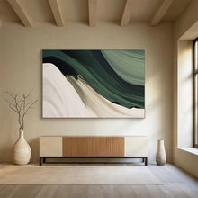 Load image into Gallery viewer, Flowing Abstract Painting on Canvas - “Green and White Waves” DKH753
