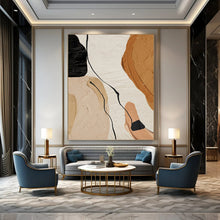 Load image into Gallery viewer, “Neutral Shapes &amp; Black Lines” - Minimalist Abstract Art on Canvas DKH1513
