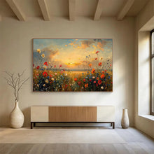 Load image into Gallery viewer, Sunset Flower Field Abstract Painting for Dreamy Nursery &amp; Romantic Restaurant DKH257
