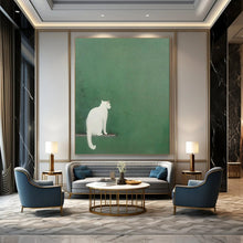 Load image into Gallery viewer, Minimalist White Cat Abstract Art, Perfect for Calming Nursery &amp; Nature - Inspired Bathroom LargeART1937
