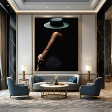 Load image into Gallery viewer, “Silhouette in Black Hat” - Dramatic Figurative Art on Canvas DKH1606
