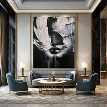 Load image into Gallery viewer, “Monochrome Face Fragment” – Black and white, abstracted face with bold brushstrokes. DTP331
