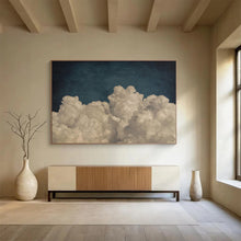 Load image into Gallery viewer, Fluffy Clouds on Dark Sky Abstract Art for Serene Bedroom &amp; Meditation Space DKH124
