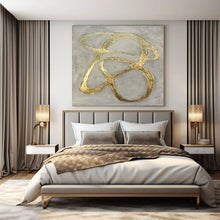 Load image into Gallery viewer, Gold Curves on Gray Abstract Canvas Painting, Great for Luxury Bedroom &amp; Upscale Lounge LargeART1097
