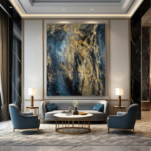 Load image into Gallery viewer, Expressionist Abstract Art, Dark - Toned Gold - Streaked Painting for Dramatic Living Room &amp; Edgy Studio LargeART2246
