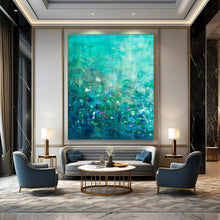 Load image into Gallery viewer, Teal Abstract Landscape Painting, Ideal for Nature - Lover’s Bedroom &amp; Modern Office LargeART1859
