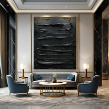 Load image into Gallery viewer, Monochromatic Black Textured Abstract - Fits Minimalist Bedroom &amp; Study LargeART2356
