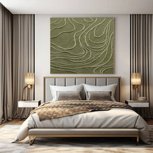 Load image into Gallery viewer, Large - Scale Hand - painted Olive Green Wavy Relief Acrylic Art for Nature - Inspired Living Rooms LargeART0144
