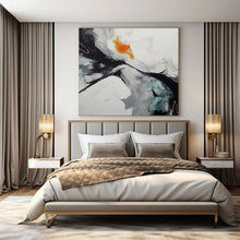 Load image into Gallery viewer, Black, White &amp; Orange Abstract Painting, Ideal for Modern Living Room &amp; Creative Studio LargeART1464

