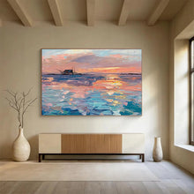 Load image into Gallery viewer, “Sunset Over Water” - Impressionistic Abstract Acrylic of a Coastal Sunset, Perfect for Balcony and Guest Room DLZ205
