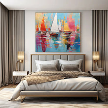 Load image into Gallery viewer, Colorful Sailboat Abstract Canvas Painting, Ideal for Coastal Living Room &amp; Nautical - Themed Café LargeART1278
