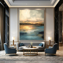 Load image into Gallery viewer, Golden - Hued Sunset Abstract Painting, Perfect for Relaxing Living Room &amp; Romantic Bedroom LargeART1940

