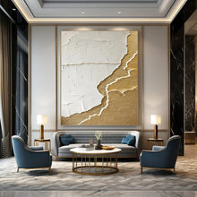 Load image into Gallery viewer, “White - Gold Textured Abstraction” Abstract Painting on Canvas, Luxe Wall Decor DKH986
