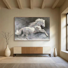 Load image into Gallery viewer, Hand - painted Majestic White Horse Acrylic Art for Equestrian - Inspired Living Spaces LargeART1744
