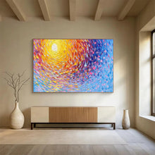 Load image into Gallery viewer, Colorful Sun “Vibrant Vortex” Painting on Canvas, Dynamic Celestial Art DKH881
