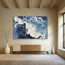 Load image into Gallery viewer, Blue Ocean Wave Abstract - Dynamic Living Room Art LargeART1528
