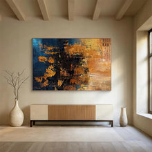 Load image into Gallery viewer, Blue - Gold Abstract Painting for Elegant Dining Room &amp; Art Gallery Corridor DKH267
