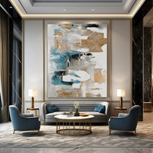 Load image into Gallery viewer, Minimalist Abstract Art, Gold - Accented Neutral Painting for Luxury Bedroom &amp; Sophisticated Office LargeART2245
