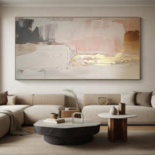 Load image into Gallery viewer, Hand - painted Extensive Pink - Gray - Gold Abstract Textures Acrylic Art for Feminine Dressing Rooms LargeART0092
