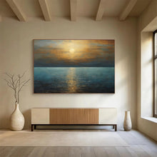 Load image into Gallery viewer, Golden Sunset Over Sea Abstract Art for Coastal Bedroom &amp; Relaxing Lounge DKH102
