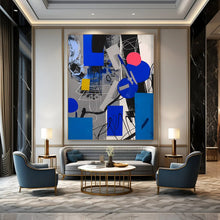 Load image into Gallery viewer, “Geometric Abstract in Blue, Gray, and Pink” – Modern Abstract Art with Clean Shapes DTP110

