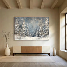 Load image into Gallery viewer, Snowy Forest “Starlight Pines” Painting on Canvas, Winter Wonderland Art DKH810
