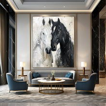 Load image into Gallery viewer, Black &amp; White Equine Abstract Painting, Ideal for Equestrian - Themed Study &amp; Classic Living Room LargeART2122

