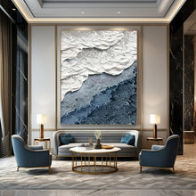 Load image into Gallery viewer, “Textured Coastal Layers” – Layered white, gray, and blue textured forms, evoking a coastal scene. DTP325
