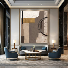 Load image into Gallery viewer, “Neutral Tones with Gold Accents Collage” - Modern Abstract Art on Canvas DKH1516
