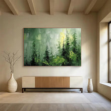 Load image into Gallery viewer, Green Forest “Misty Pines” Painting on Canvas, Atmospheric Landscape Decor DKH830

