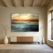 Load image into Gallery viewer, Sunset Over Golden Waters Abstract acrylic painting DLZ055

