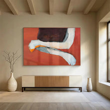 Load image into Gallery viewer, Hand - painted Large - dimension Orange - Background Collage Acrylic Art for Bold Living Rooms LargeART1783
