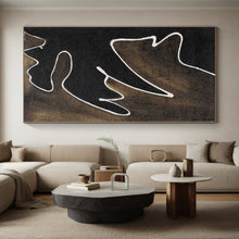 Load image into Gallery viewer, Hand - painted Generous - sized Black - White Line Abstract Acrylic Art for Minimalist Home Offices LargeART0070
