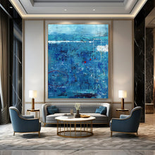 Load image into Gallery viewer, Blue - Toned Abstract with Red Accents - Great for Coastal Home Office &amp; Serene Lounge LargeART2389
