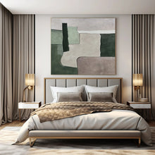 Load image into Gallery viewer, Green &amp; Gray Geometric Abstract Painting, Ideal for Minimalist Living Room &amp; Modern Office LargeART1434
