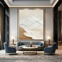 Load image into Gallery viewer, “Textured Mountain &amp; Sea” – Minimalist Relief Painting with Neutral Tones DTP273
