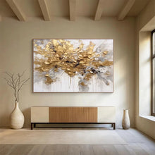 Load image into Gallery viewer, Gold Splash Textured Abstract Painting on Canvas - “Golden Burst” DKH678
