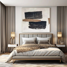 Load image into Gallery viewer, Black &amp; Brown Collage Abstract Canvas Painting, Perfect for Industrial Loft &amp; Modern Gallery LargeART1145
