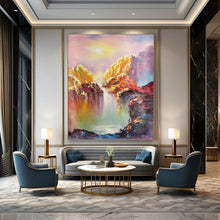 Load image into Gallery viewer, “Vibrant Waterfall Mountain Scene” - Multicolor Landscape Art on Canvas DKH1279
