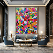 Load image into Gallery viewer, “Color Explosion Abstract Splatter” - Multicolor Abstract Art on Canvas DKH1277
