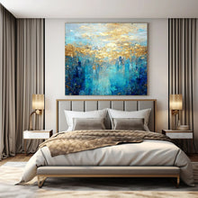 Load image into Gallery viewer, Blue &amp; Gold Ethereal Landscape Acrylic Art, Perfect for Bedroom &amp; Spa LargeART1015

