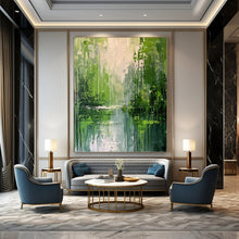 Load image into Gallery viewer, “Green Forest Reflection” - Impressionistic Abstract Acrylic, Great for Nature - Themed Living Room and Conservatory DTP002
